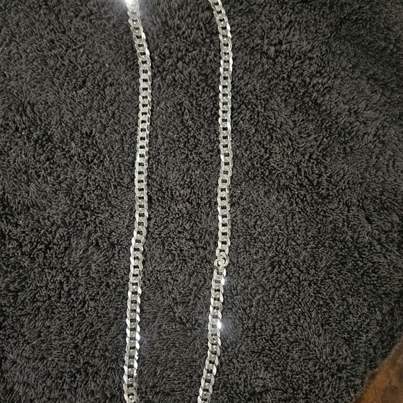 Solid 925 Silver Diamond Cut Flat Miami Curb Cuban Link Chain Necklace 10mm 26